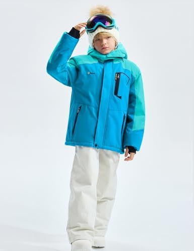 GEMYSE Boys Waterproof Ski Snow Jacket with Hooded Fleece