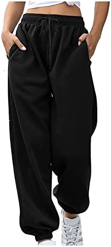 Womens High Waisted Fleece Sweatpants with Pockets