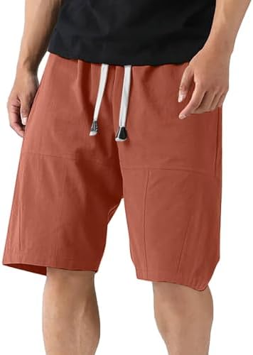 Xiaojmake Linen Elastic Flat Front Shorts