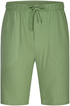 Zeiyignr Mens Casual Cotton Linen Shorts with Drawstring and Pockets