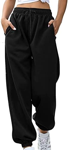 Womens High Waisted Fleece Sweatpants with Pockets
