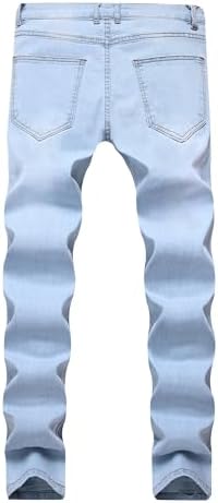 RANMCC Mens Stretch Skinny Ripped Jeans
