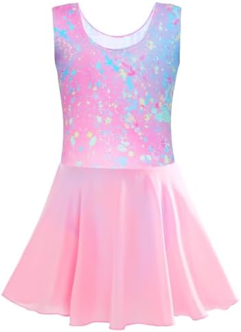 TENVDA Girls Ballet Leotards with Sparkly Skirt