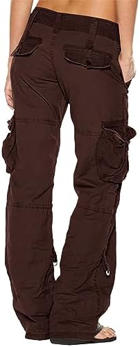 Uillui Trendy Y2K Hiking Cargo Pants Womens High Waist Parachute Double