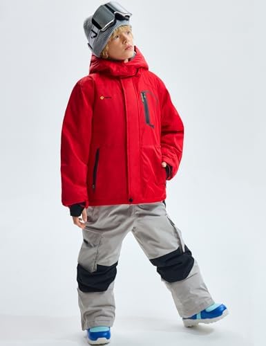 GEMYSE Boys Waterproof Ski Jacket with Hood and Pockets