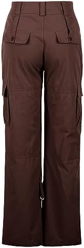 Uillui Trendy Y2K Hiking Cargo Pants Womens High Waist Parachute Double
