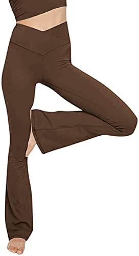 Topyogas Womens Bootleg Yoga Pants V Crossover High Waisted Flare Leggings