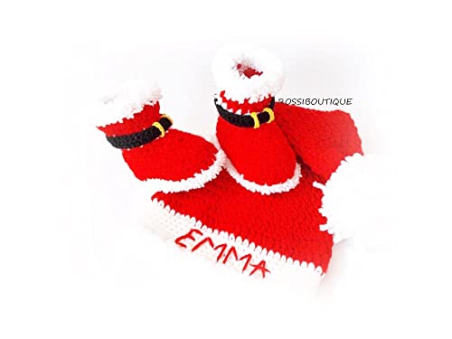 Personalized Santa Baby Hat Boots Set Christmas Props