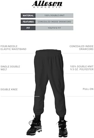 Alleron Athletic Kids Baseball Pants - Unisex-Teen Youth Pull-On