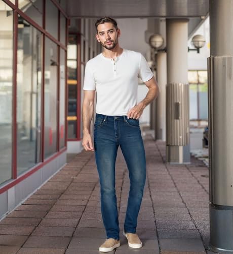 Mens Super Comfortable Straight Stretch Knit Jersey Denim Jean