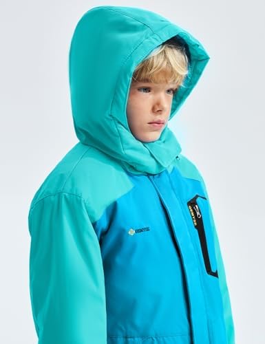 GEMYSE Boys Waterproof Ski Snow Jacket with Hooded Fleece