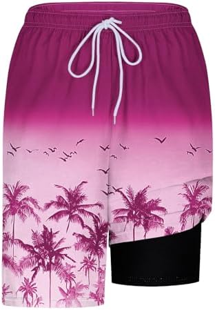 Mens Hawaiian Print Board Shorts
