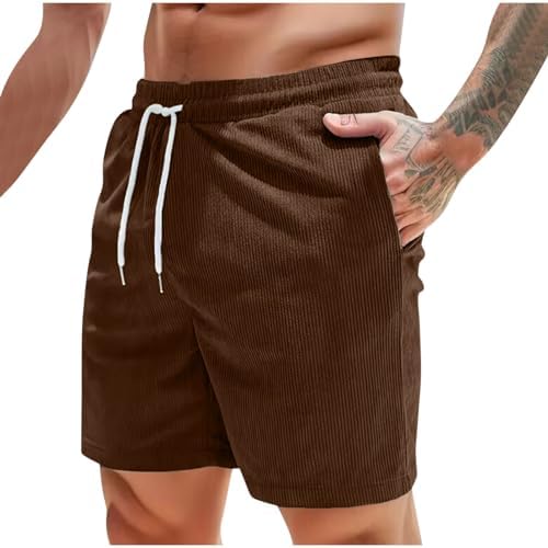 Mens Lightweight Loose Corduroy Shorts with Pockets