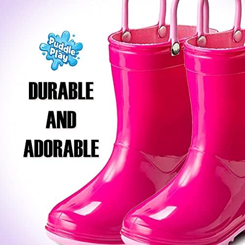 Puddle Play Toddlers Waterproof Rain Boots with Easy-On Handles