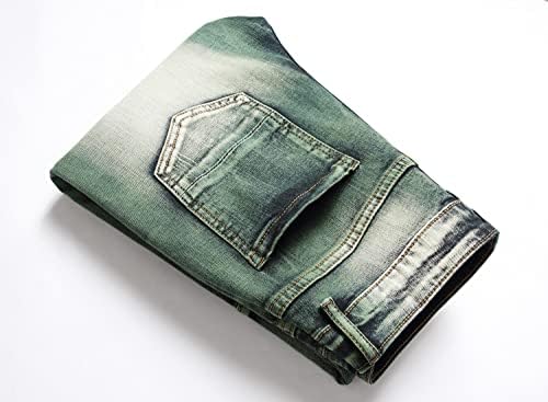 Mens Ripped Distressed Destroyed Straight Fit Washed Denim Jeans