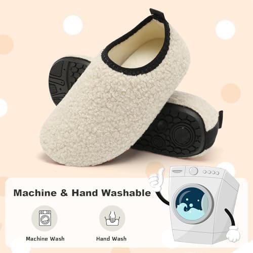 QFH Winter Toddler Slippers Soft Faux Fur