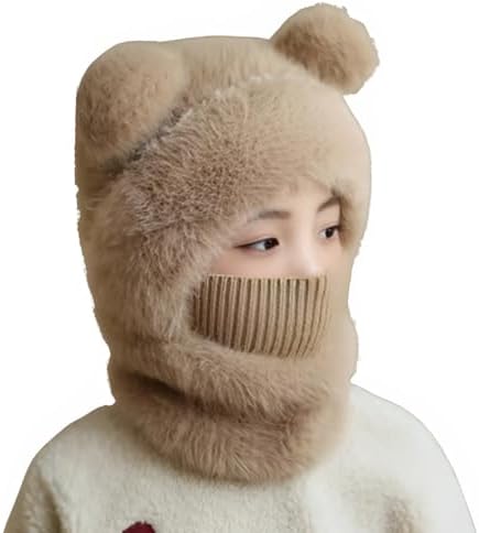 Winter Warm Hats for Kids Soft Material Bear Ears Design Windproof Comfy
