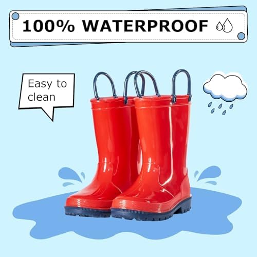 EUXTERPA Boys Girls Rain Boots Toddler Kids Waterproof Shoes