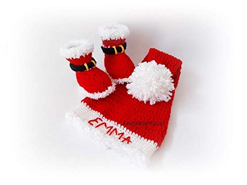 Personalized Santa Baby Hat Boots Set Christmas Props