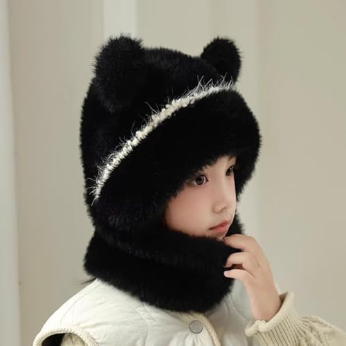 Winter Warm Hats for Kids Soft Material Bear Ears Design Windproof Comfy