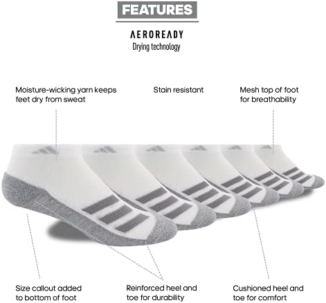 adidas Kids Boy Girl Cushioned Angle Stripe Low Cut Socks 6 Pair