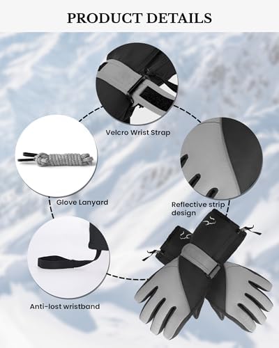 Caracaleap Kids Winter Gloves Ages 4-12 Waterproof Thinsulate