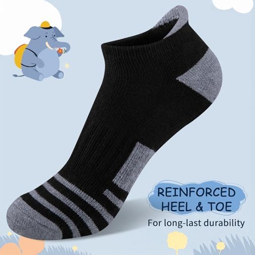 Comfoex 10 Pairs Boys Ankle Athletic Socks with Cushioned Sole