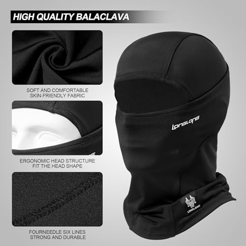 LONGLONG Balaclava Ski Mask Double-Layer Full Face Mask for Skiing Snowboarding
