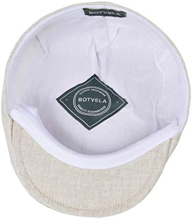 Mens Linen Flat Cap Newsboy Style - BOTVELA