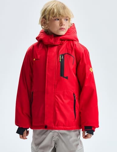 GEMYSE Boys Waterproof Ski Jacket with Hood and Pockets