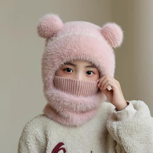 Winter Warm Hats for Kids Soft Material Bear Ears Design Windproof Comfy