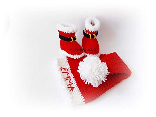 Personalized Santa Baby Hat Boots Set Christmas Props