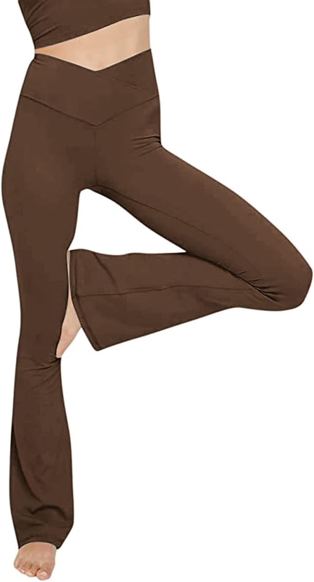 Topyogas Womens Bootleg Yoga Pants V Crossover High Waisted Flare Leggings