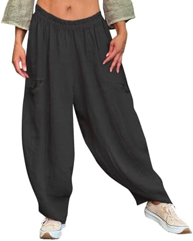 FZVYD Women Cotton Linen Tapered Leg Sweatpants