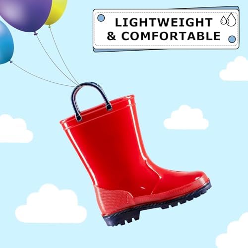 EUXTERPA Boys Girls Rain Boots Toddler Kids Waterproof Shoes