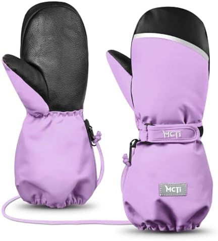MCTi Kids Waterproof Ski Mitten - Sherpa Lined with String