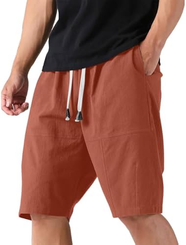 Xiaojmake Linen Elastic Flat Front Shorts