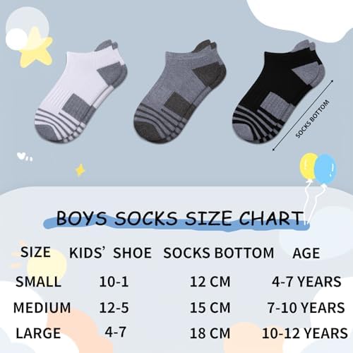 Comfoex 10 Pairs Boys Ankle Athletic Socks with Cushioned Sole