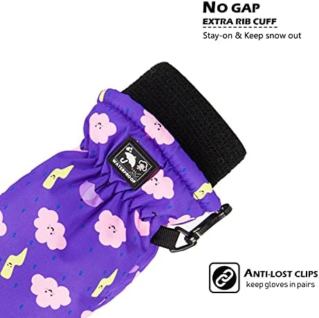 HIGHCAMP Toddler Winter Snow Mittens Waterproof for Kids