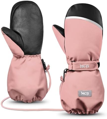 MCTi Kids Ski Gloves Waterproof Sherpa-Lined Long Cuff Mitten