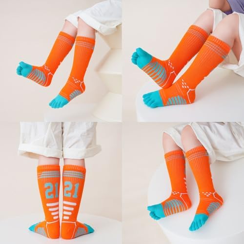 Pursuestar 2 Pairs Five Finger Toe Socks for Kids 6-15 Years