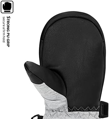 HIGHCAMP Kids Ski Mittens Waterproof Winter Gloves with Zipper and Adjustable Strap
