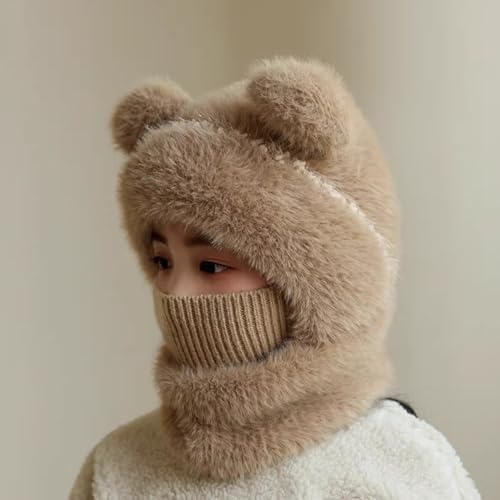 Winter Warm Hats for Kids Soft Material Bear Ears Design Windproof Comfy