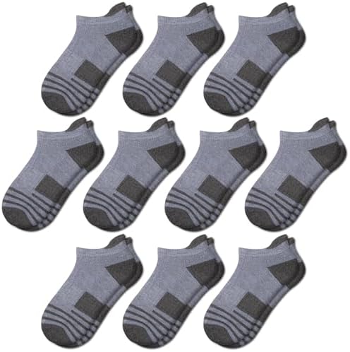 Comfoex 10 Pairs Boys Ankle Athletic Socks with Cushioned Sole