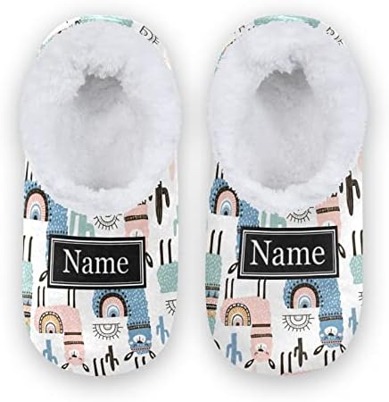 Custom Cute Alpaca Llama Cactus Kids House Slippers