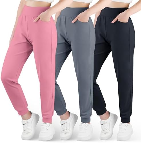 Big Elephant Girls High-Waisted Joggers with Pockets 3-Pack