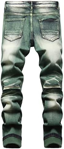 Mens Ripped Distressed Destroyed Straight Fit Washed Denim Jeans