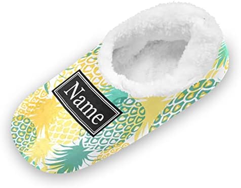 Pigsaly Custom Yellow Blue Pineapple Kids Slipper