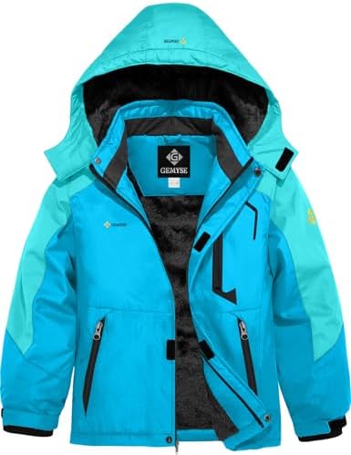 GEMYSE Boys Waterproof Ski Snow Jacket with Hooded Fleece