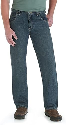 Relaxed Straight Fit Mens Jeans Wrangler Rugged Wear